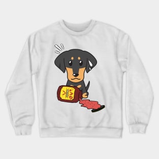 Funny Dachshund Spills a jar of BBQ Sauce Crewneck Sweatshirt